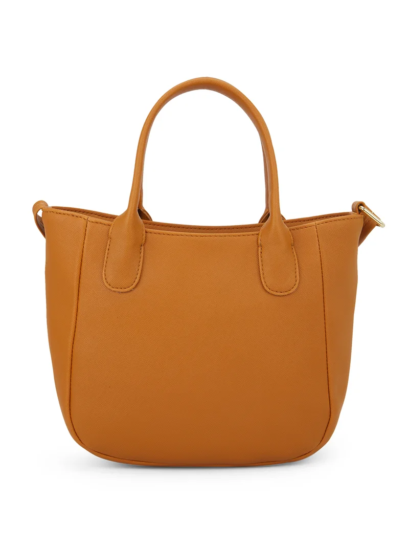 globus  Globus Women Tan Vegan Leather Textured Curved Shape Sling Bag With Adjustable Strap  | Best Price UAE